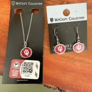 NWT Indiana University IU dangle earrings matching necklace
